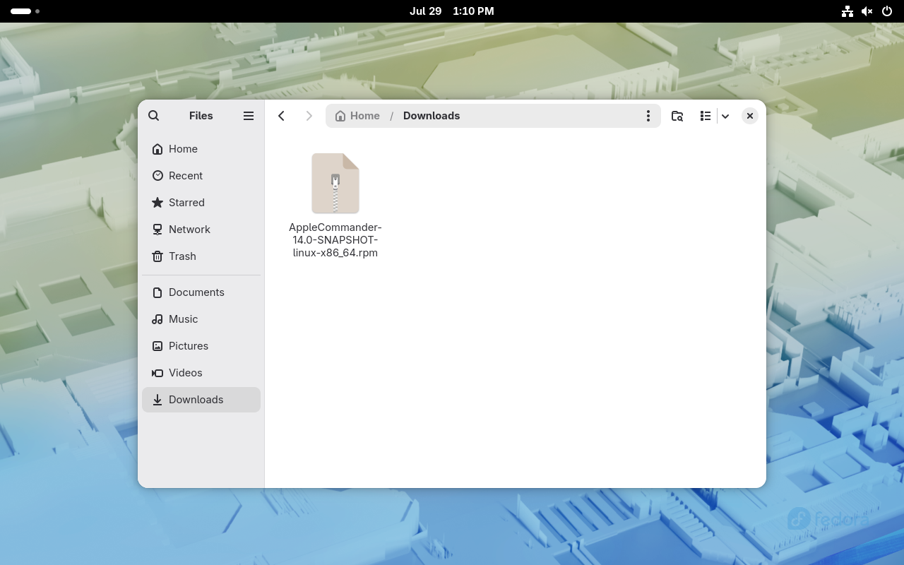 downloaded file