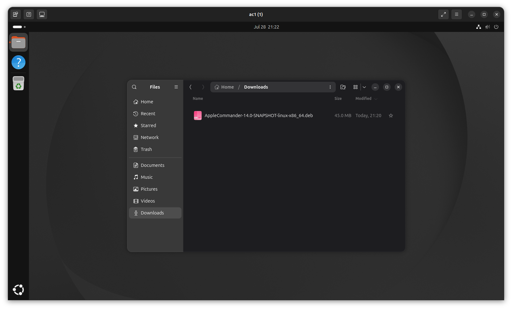 downloaded file