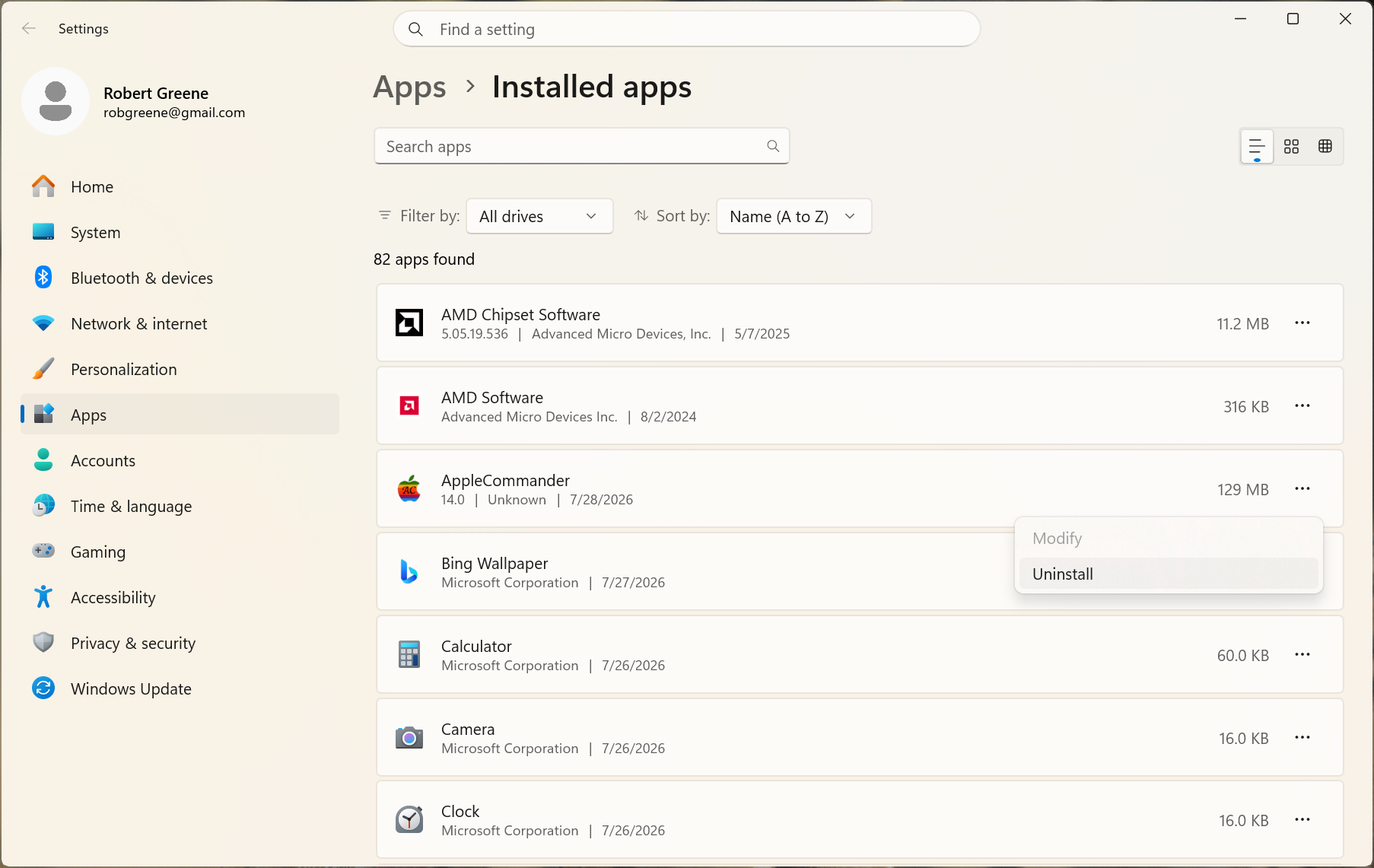 windows uninstall