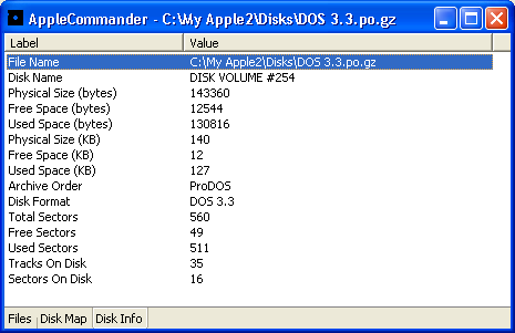 DOS 3.3 Disk Info View
