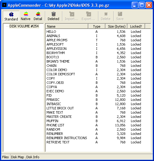 DOS 3.3 Standard File View